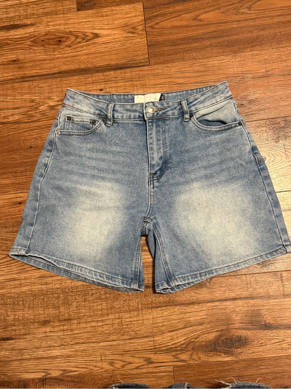 Light Wash High-Rise Denim Mom Shorts